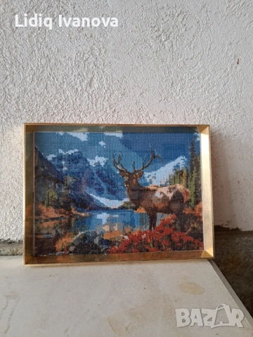Диамантен гоблен елен-готов и рамкиран, снимка 4 - Гоблени - 50246789