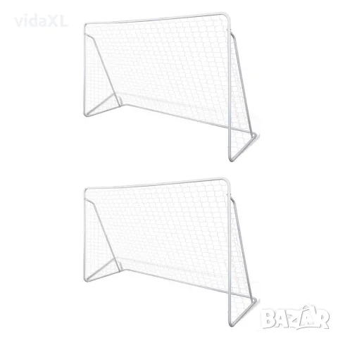 vidaXL Футболни врати с мрежи, стомана, 2 бр, 240x90x150 см
