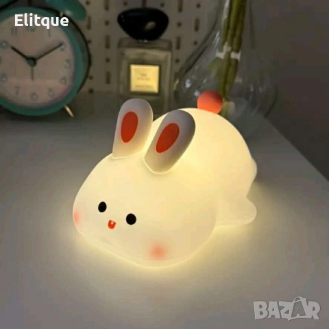Нощна лед лампа заек Tilihome Rabbit LED Light - сладка заешка лампа, снимка 2 - Лед осветление - 52097811