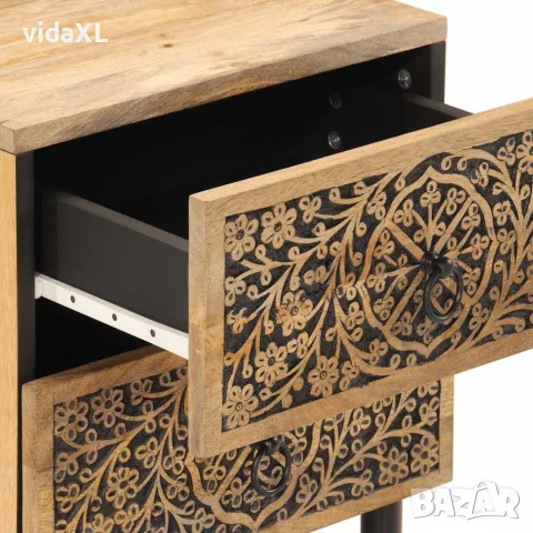 vidaXL Нощни шкафчета, 2 бр, 40x33x46 см, манго масив, снимка 9 - Шкафове - 56147316