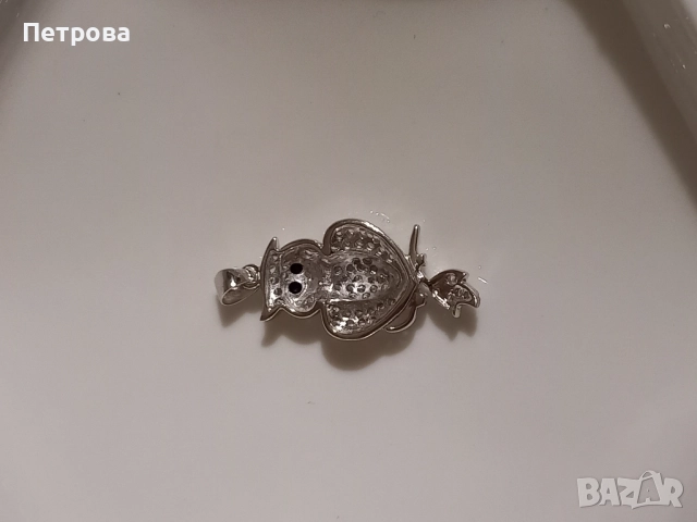 Нова сребърна висулка с бухал и камъни Сваровски , снимка 3 - Колиета, медальони, синджири - 52041390