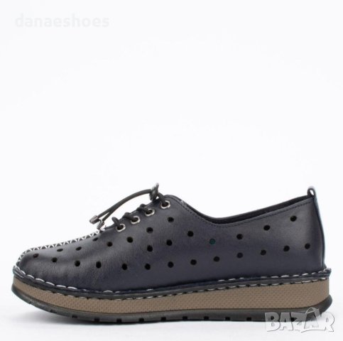 Дамски обувки от естествена кожа с перфорация на платформа , снимка 2 - Дамски ежедневни обувки - 41895983