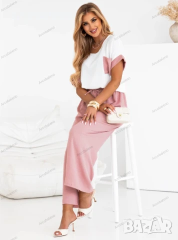 Дамски комплект от блуза и широки панталони Trishna, 14цвята , снимка 3 - Комплекти - 51207561