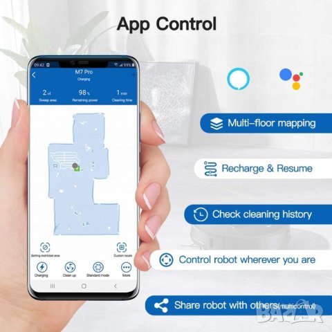 Роботизирана прахосмукачка Proscenic M7 Pro, лазерна навигация, снимка 5 - Прахосмукачки - 40853001