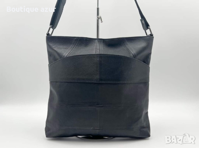 Модерна дамска чанта от естествена к. в класически прав дизайн 36/35см