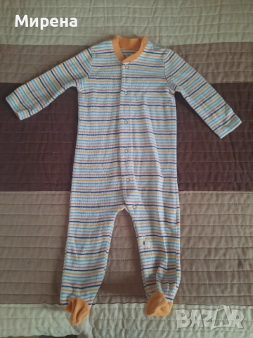 Нов бебешки плюшен гащеризон на райе за бебе, размер 62-68