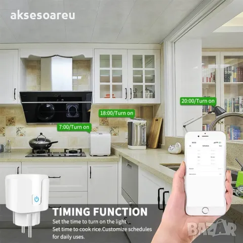 Смарт Контакт eWelink WiFi Smart Plug 20A EU Smart Socket с функция за наблюдение на захранването, снимка 17 - Друга електроника - 50284657