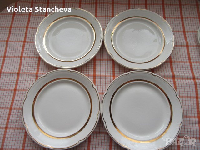4 бр.ПОРЦЕЛАНОВИ ЧИНИИ С ПОЗЛАТА - СССР