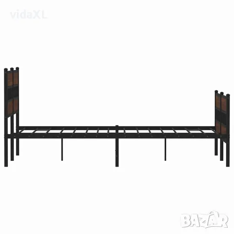 vidaXL Метална рамка за легло, без матрак, кафяв дъб, 160x200 см, снимка 5 - Спални и легла - 56147047