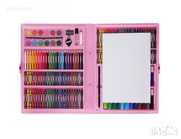 Комплект за рисуване, в куфар, 168 бр., розов, снимка 3 - Рисуване и оцветяване - 34394749