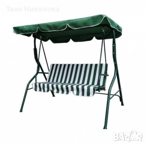 Градинскa люлка двуместна, бял/зелен - 140 *110*H153, снимка 2 - Градински мебели, декорация  - 50106334