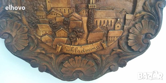 Дърворезба за стена град Schladming, снимка 5 - Антикварни и старинни предмети - 42255413