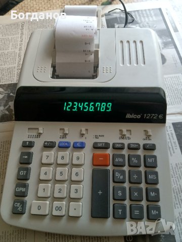 IBICO 1272E НАСТОЛЕН КАЛКУЛАТОР С ДИСПЛЕЙ И ПРИНТЕР 12 РАЗРЯДА НА ЕКРАНА КАТО НОВ, снимка 4 - Други - 41650960