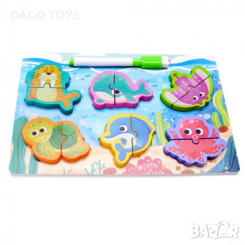 Дървен пъзел с дъска и маркер, снимка 4 - Образователни игри - 39795862