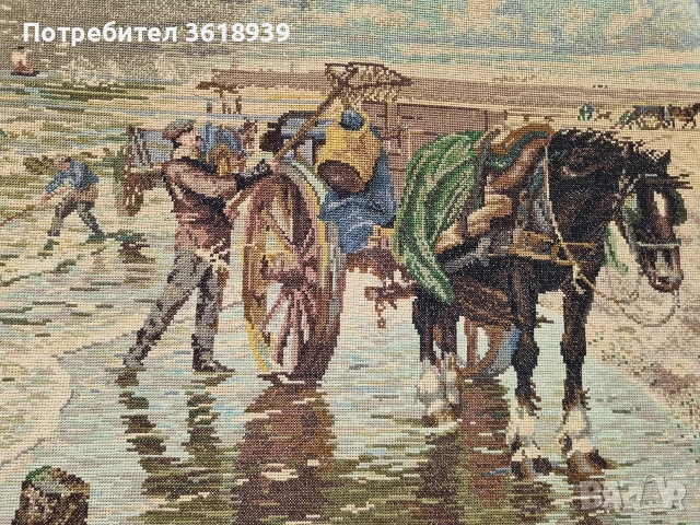 красив холандски гоблен морски пейзаж , снимка 3 - Гоблени - 53756124