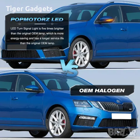 POPMOTORZ LED мигачи за странични огледала за Skoda Octavia 1Z3/1Z5 и Superb 3T4/3T5 – 2 бр., снимка 7 - Аксесоари и консумативи - 56074263