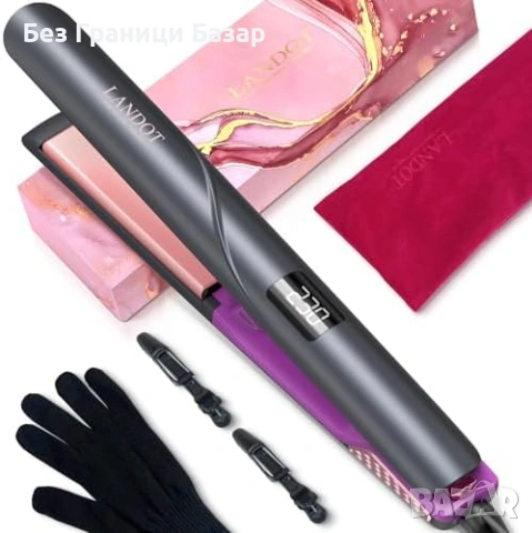 Нова Преса+машa 2 в 1 LANDOT 1" йонична антистатик 100-240V 30s за коса, снимка 8 - Преси за коса - 53568482