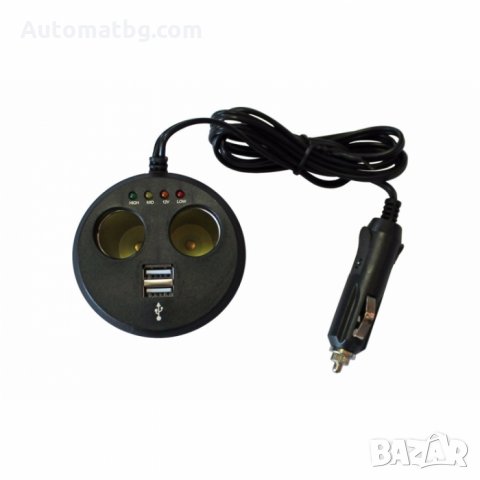 Разклонител за запалка Automat, 12V, 2 USB, 2 гнезда