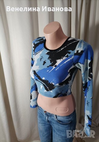 Дамска къса блуза , снимка 1 - Блузи с дълъг ръкав и пуловери - 39675982