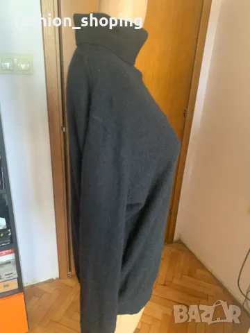 Черен пуловер тип поло Royal Class, размер L, кашмир и коприна, снимка 2 - Блузи с дълъг ръкав и пуловери - 47968160