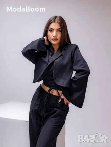 Елегантен черен дамски комплект от две части , снимка 5 - Комплекти - 48009164