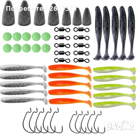 Готов комплект силиконови примамки 68 части - 22 лв., снимка 2 - Такъми - 36046434