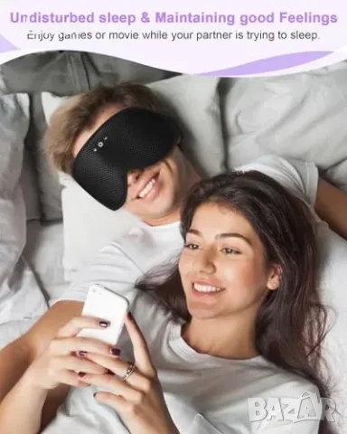 ZRUHIG смарт маска за сън с 3D говорители и Bluetooth, синьо, снимка 7 - Bluetooth слушалки - 55933492