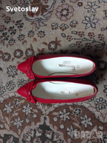 Червени дамски обувки с ток 38 номер, снимка 2 - Дамски елегантни обувки - 44480017