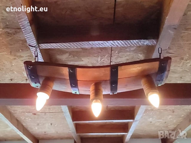 Полилеи от автентични дъбови бъчви,бурета с ръчно изработени дървени чашки!, снимка 18 - Полилеи - 50915528