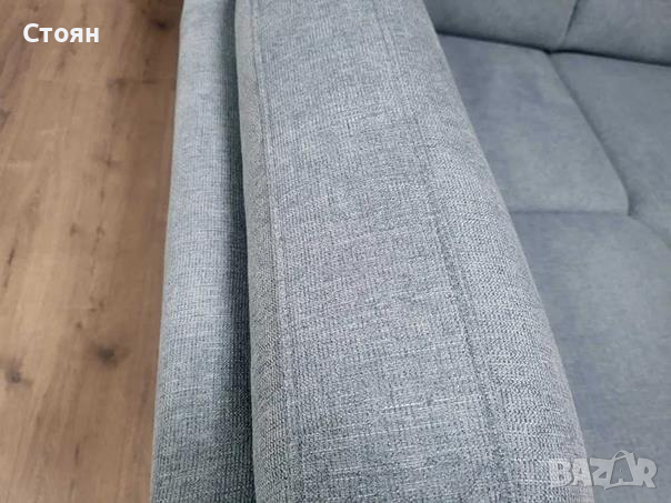 Син ъглов П образен диван от плат LS404520, снимка 4 - Дивани и мека мебел - 44701953
