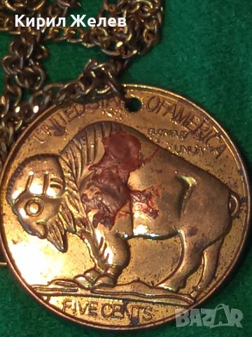 СТАР МНОГО ИНТЕРЕСЕН МЕДАЛЬОН Тип РЯДКА МОНЕТА - САЩ със СТОМАНЕНО ЗЛАТИСТО СИНДЖИРЧЕ ВЕРИЖКА 37106, снимка 6 - Антикварни и старинни предмети - 40420585