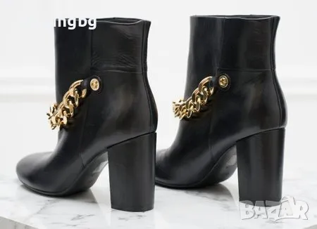 GUESS Кожени боти с верижка, снимка 5 - Дамски боти - 48100707