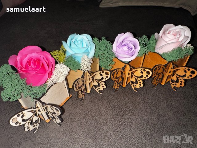 Вечна ароматизирана сапунена роза и скандинавски мъх, снимка 2 - Декорация - 41086494