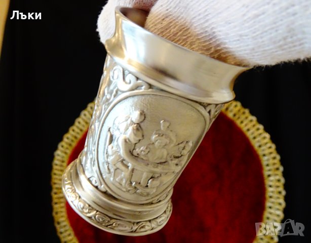 Чаши от калай за ракия,ловци,покер,кръчма. , снимка 6 - Антикварни и старинни предмети - 44479647