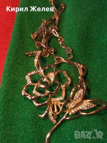 РАЗКОШНА ФЛОРАЛНА КРИСТАЛНА с ПОЗЛАТА АЖУРНА АРТ ОГЪРЛИЦА КОЛИЕ 30142, снимка 2 - Колиета, медальони, синджири - 37851591