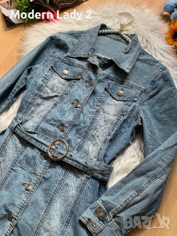 Дълго дънково яке, снимка 2 - Якета - 50898079