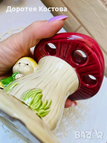 Красива порцеланова / керамична / гъба - поставка за четки за зъби от Япония, снимка 4 - Антикварни и старинни предмети - 53867996