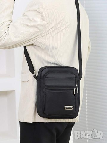 Мъжка стилна чанта за рамо в черно
