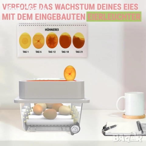 Автоматичен инкубатор 12 яйца Okköbi OBI-12, снимка 3 - За птици - 52731165