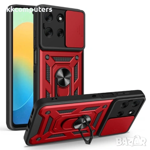 Калъф за Motorola Moto G56 5G с Въртяща се Стойка и Плъзгащо Капаче за Камера - PC + TPU, Военна защ, снимка 6 - Калъфи, кейсове - 53510240