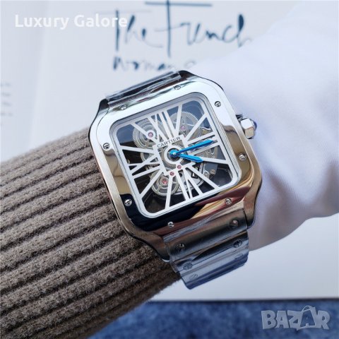 Мъжки часовник Cartier Santos de Cartier Skeleton с кварцов механизъм, снимка 4 - Мъжки - 39336290