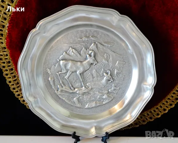 Пано от калай Планински кози,ловна картина. 