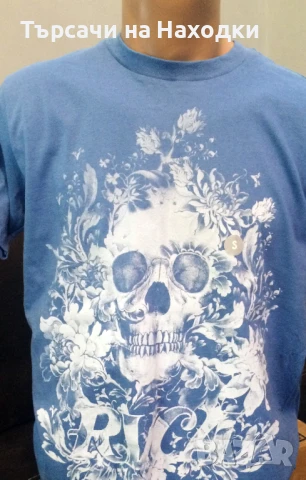 Мъжка тениска RVCA Blue Skull размер М, снимка 3 - Тениски - 50905417