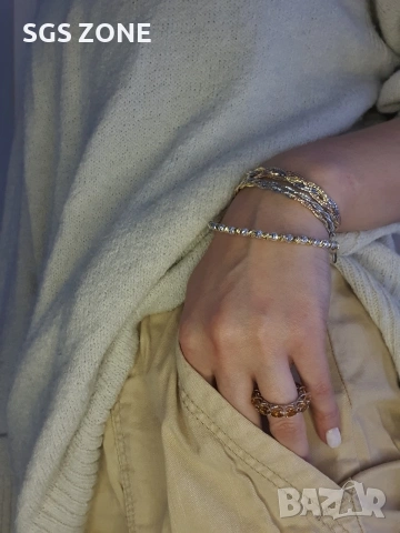 Нежна сребърна гривна от Италия с позлата и родиево покритие, снимка 7 - Гривни - 53095669