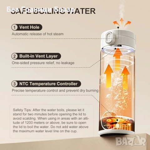 Нова Портативна електрическа кана 500 мл USB-C 6 температури 24ч режим, снимка 7 - Други - 53839362