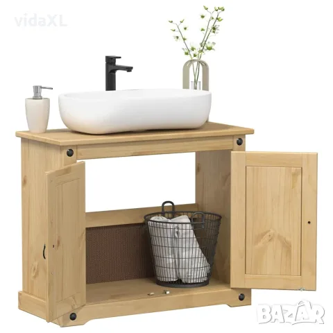 vidaXL Шкаф за мивка за баня "Corona" 73x33x60 см бор масив, снимка 2 - Шкафове - 56147431