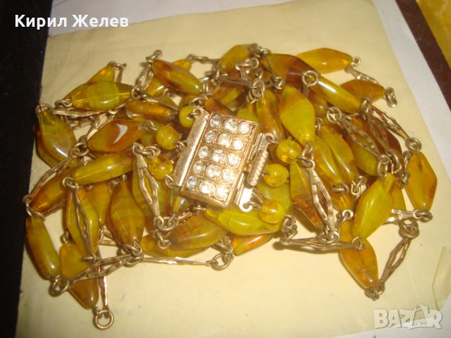 СТАРИННА АРТ ДЕКО ОГЪРЛИЦА от МУРАНО и БРОНЗ ЦВЕТНО ВЕНЕЦИАНСКО СТЪКЛО РЕТРО АРТ БИЖУ РЯДКО 24328, снимка 11 - Антикварни и старинни предмети - 33957553