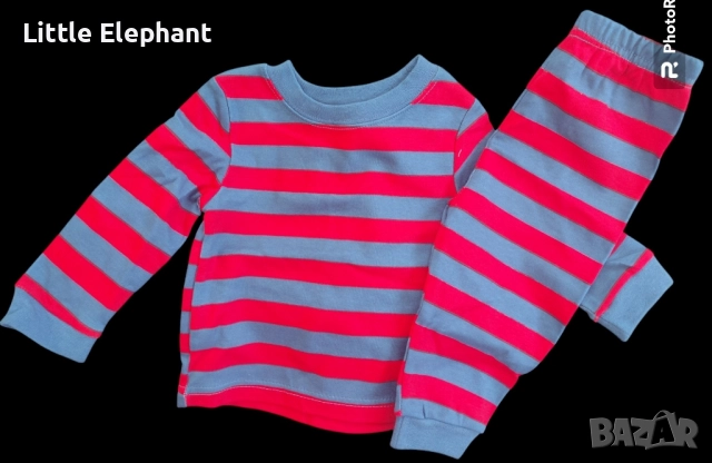 Пижамка от две части за момченце на 6-9 мес,райе червено и синьо,Англия/нова