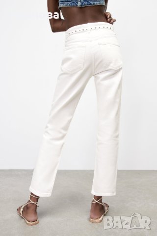 Бял дънков панталон ZARA, снимка 6 - Панталони - 40936667