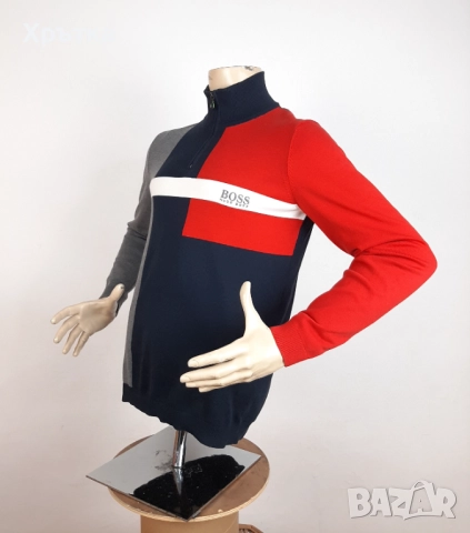 Hugo Boss Zelchior Pro - Оригинален мъжки пуловер с цип р-р M, снимка 4 - Пуловери - 52010062